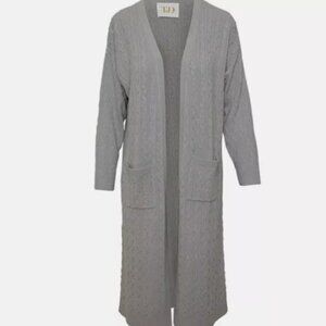 TJD Jetset Diaries Reina Cable Knit Cardigan Sweater Duster Plus Size Grey NWT